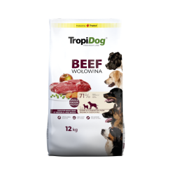 TROPIDOG PREMIUM KARMA Z WOŁOWINĄ DLA RAS DUŻYCH i ŚREDNICH 12KG